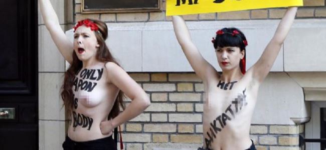 FEMEN baskıyı protesto için soyundu