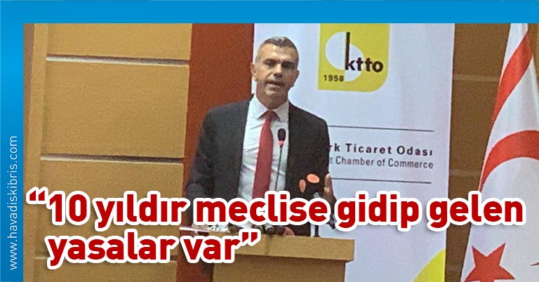 Cumhuriyet Meclisi Başkanı Teberrüken Uluçay, Kıbrıs Türk Ticaret Odası (KTTO) 12. Rekabet Edilebilirlik Raporu açıklandığı toplantıda konuştu