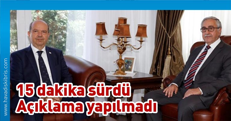 Cumhurbaşkanı Mustafa Akıncı’nın Başbakan Ersin Tatar’la 12:30'da başlayan görüşmesi az önce sona erdi. Tatar'ın, Akıncı'ya, kabine değişikliğini sunduğu düşünülen ve basın mensuplarının alınmadığı görüşme, 15