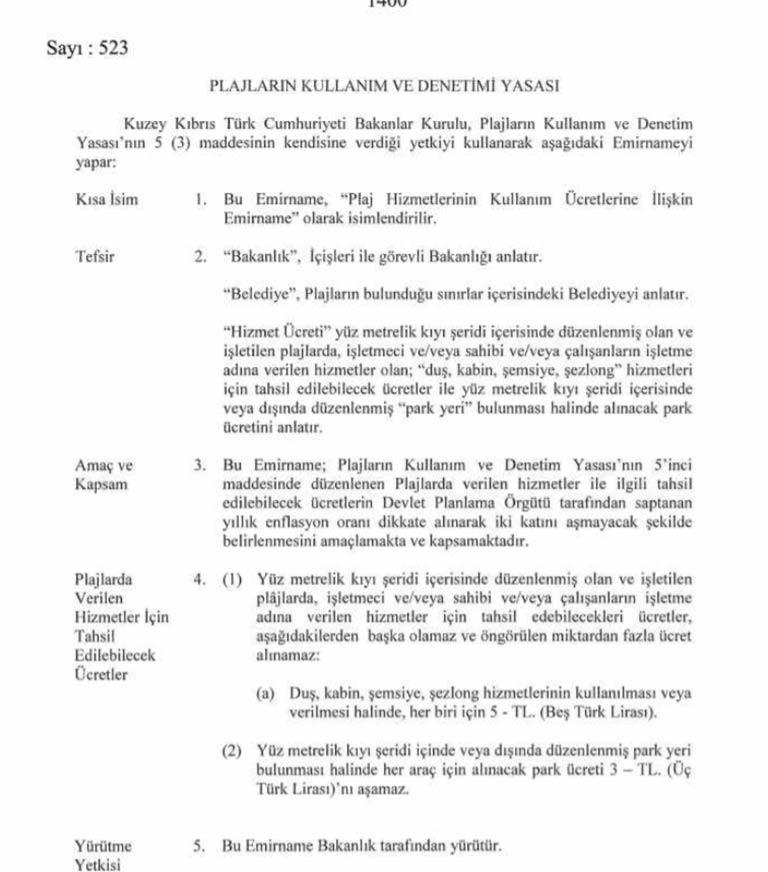 plaj hizmet ücret