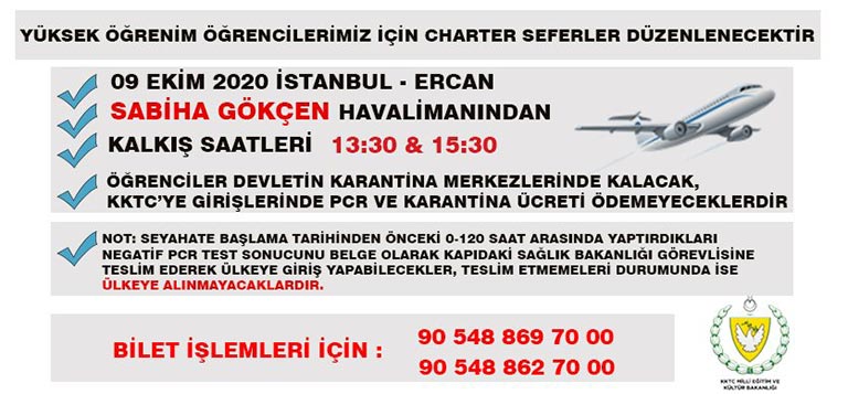 öğrenciler için charter sefer