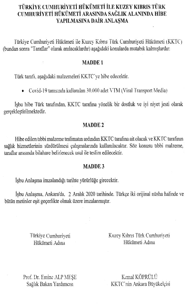Türkiye kktc sağlık anlaşma