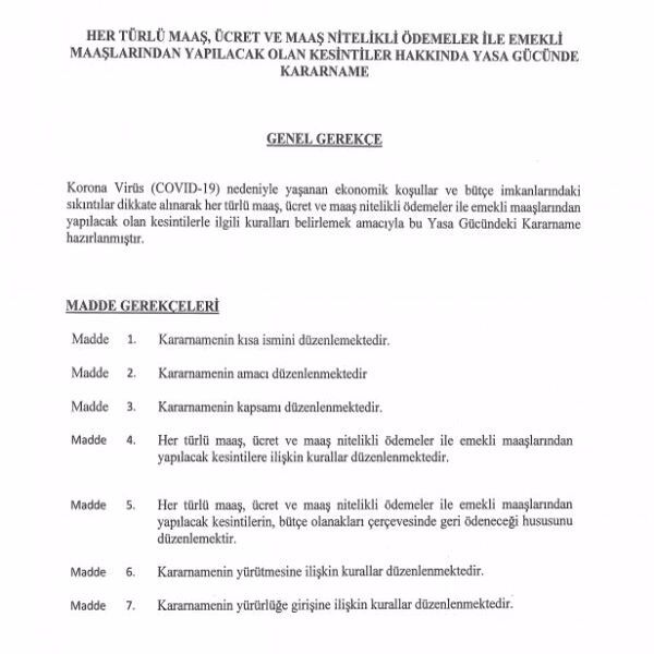 maaşlardan kesinti yapılacak
