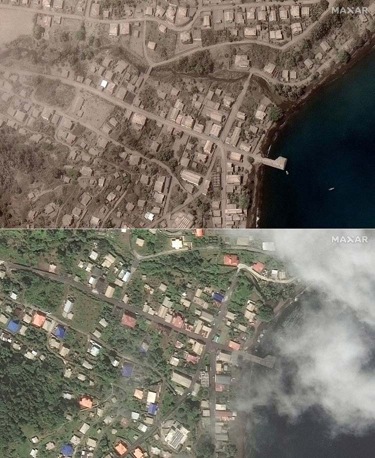 karayipler'de La Soufriere Yanardağı patlama