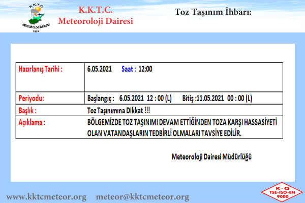 meteoroloji tozlu hava uyarısı