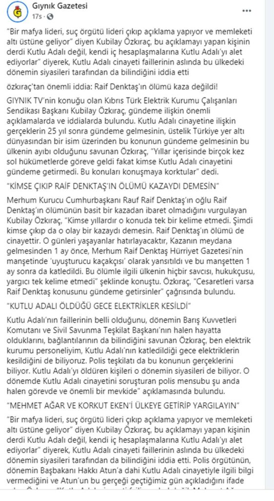 kubilay özkıraç raif denktaş cinayet
