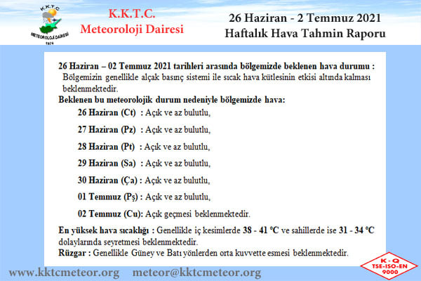 meteoroloji haftalık hava durumu raporu