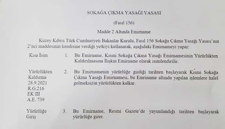 KKTC kısmi sokağa çıkma yasağı kaldırıldı
