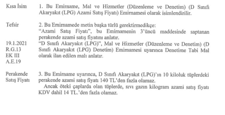 tüp gaza zam
