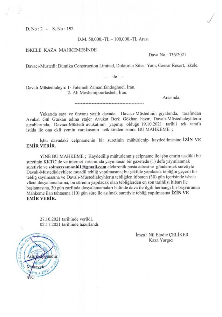 dumica construction dava ilanı