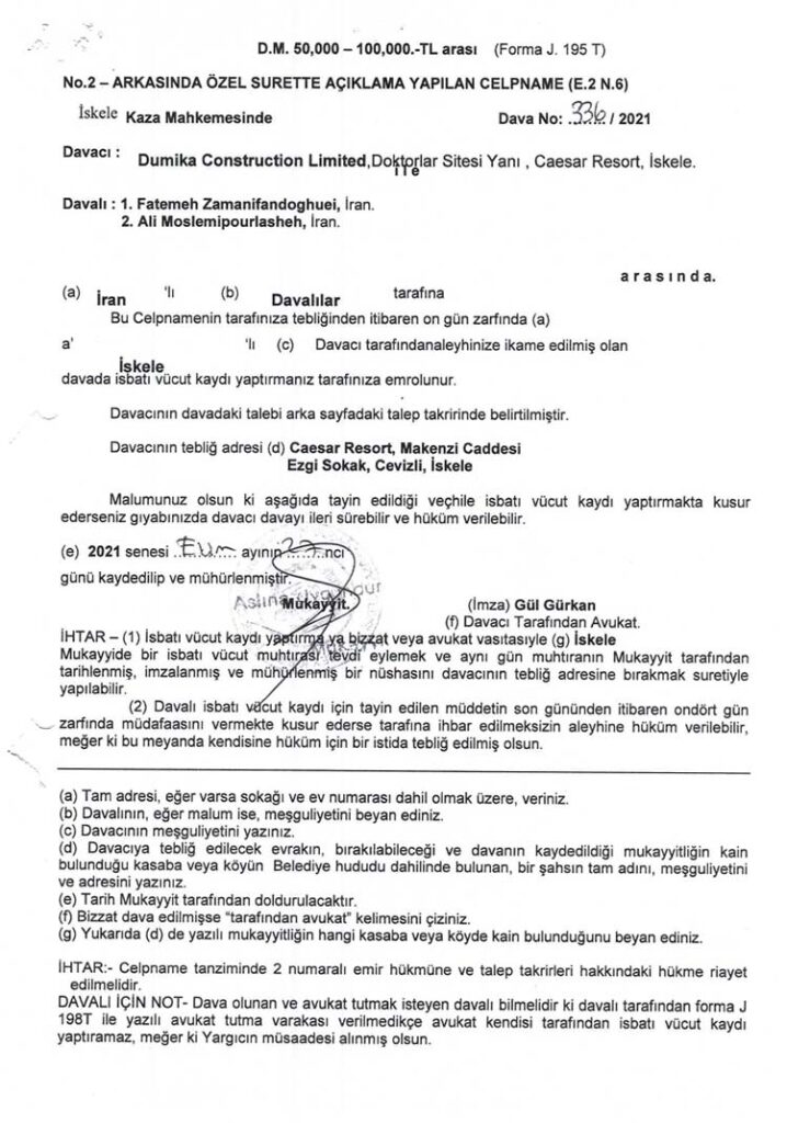 dumica construction dava ilanı