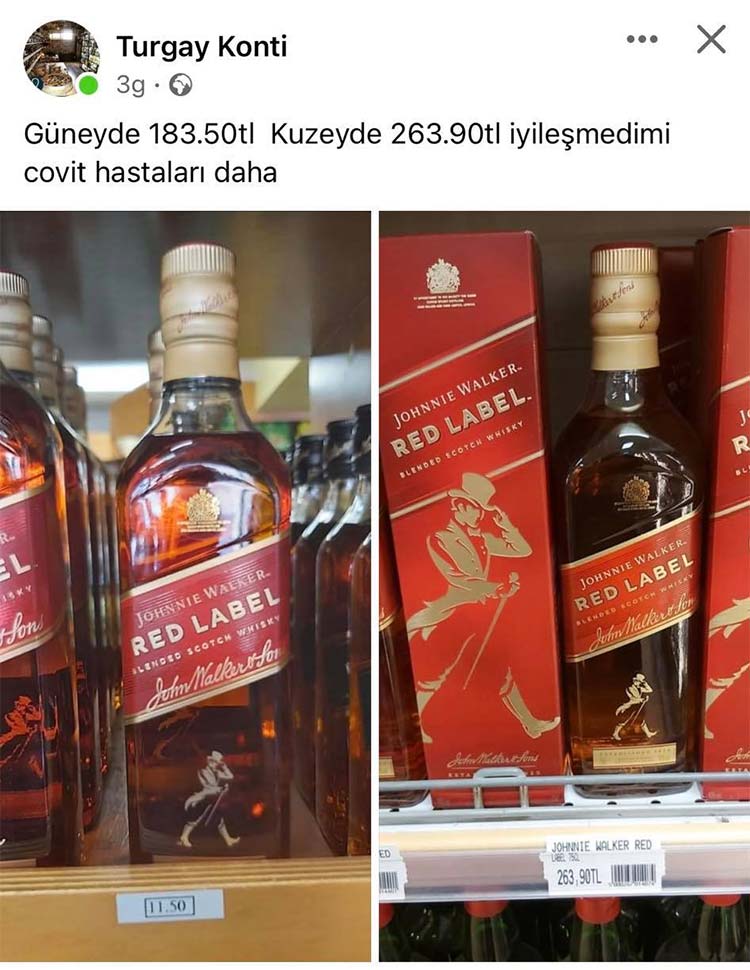 kuzey güney kıbrıs içki fiyatları