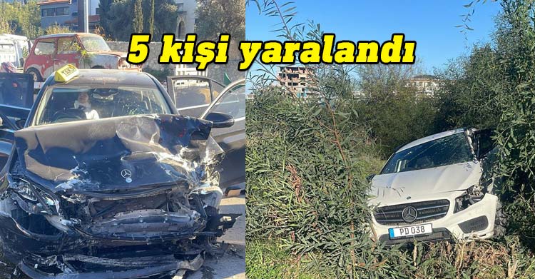Girne Alsancak anayolunda bugün meydana gelen kazada 5 kişi yaralandı.
