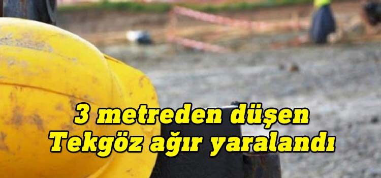 Ötüken'de bir inşaatta çalışan 52 yaşındaki Mustafa Tekgöz 3 metre yükseklikten düşüp yaralandı.