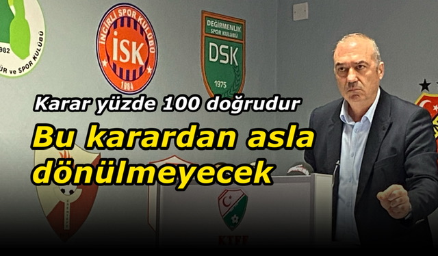 KTFF Başkanı Hasan Sertoğlu "Değirmenlik dışında 2 takım daha küme düşecek, statü değişmeyecek" dedi.