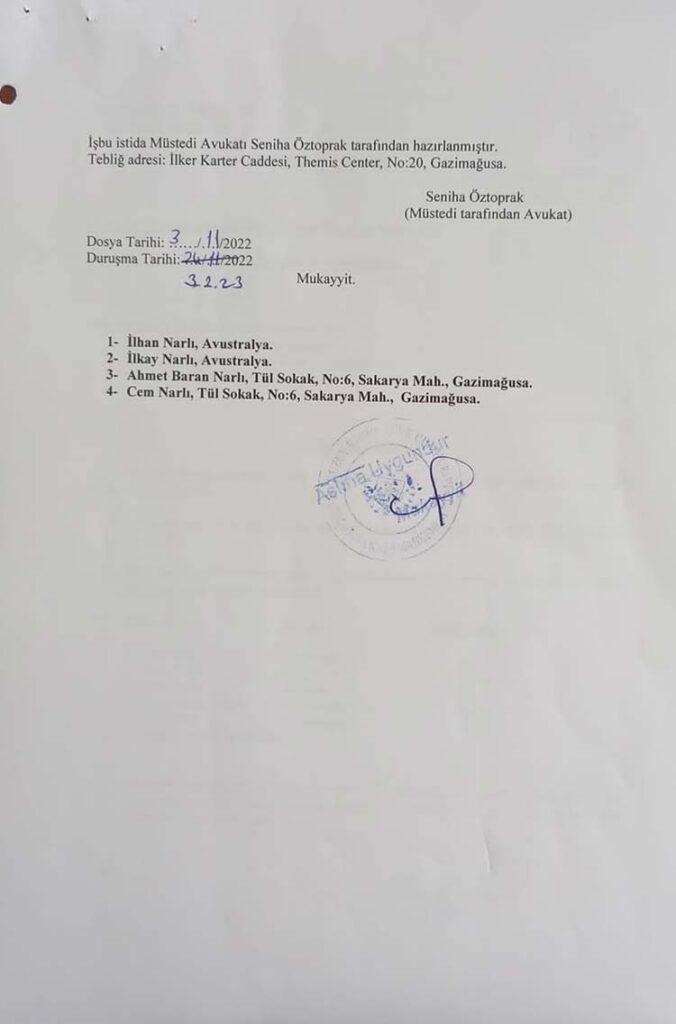 Halil Narlı Tereke ilanı