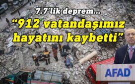 TC Cumhurbaşkanı Erdoğan, "Şu ana kadar 912 vatandaşımız hayatını kaybetmiş, 5 bin 385 vatandaşımız yaralanmıştır." dedi.