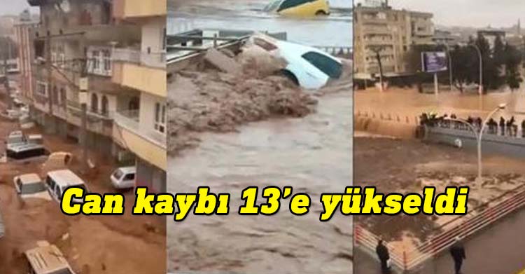 Türkiye'de Dün akşamdan bu yana etkili olan sağanak nedeniyle meydana gelen selde Şanlıurfa'da 11, Adıyaman'da 2 kişi hayatını kaybetti.