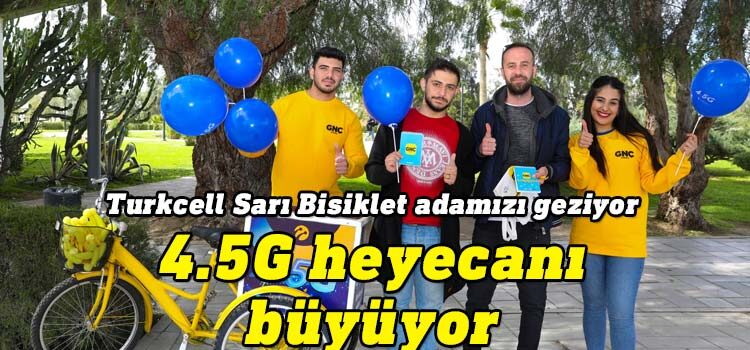 Kuzey Kıbrıs Turkcell Sarı Bisiklet ülkemizdeki çeşitli şehir ve bölgeleri gezerek yüksek hızlı internet 4.5G’nin geleceğini müjdeliyor, birbirinden çeşitli hediyeler kazandırıyor.  