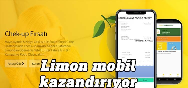 Limon Fatura mobil uygulaması ile ödeme yapanlar kazanıyor. Limon mobil uygulaması ile Mayıs ayında ödeme yapan5 kişi  YDÜ hastanesinden check up kazanacak.  
