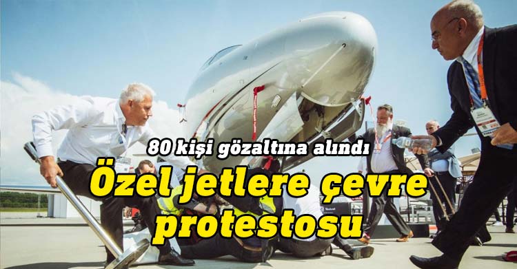 İklim aktivistleri, özel jetleri protesto amacıyla Cenevre Havalimanı'nda eylem gerçekleştirdi.