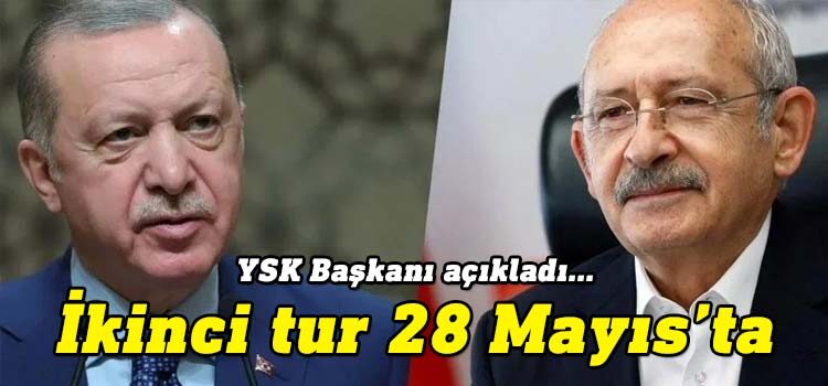 TC Yüksek Seçim Kurulu (YSK) Başkanı Ahmet Yener, cumhurbaşkanlığı seçiminin ikinci tura kaldığını açıkladı. Yener, ''28 Mayıs 2023 Pazar günü ikinci tur seçimlerinin yapılmasına karar verilmiştir.'' dedi.