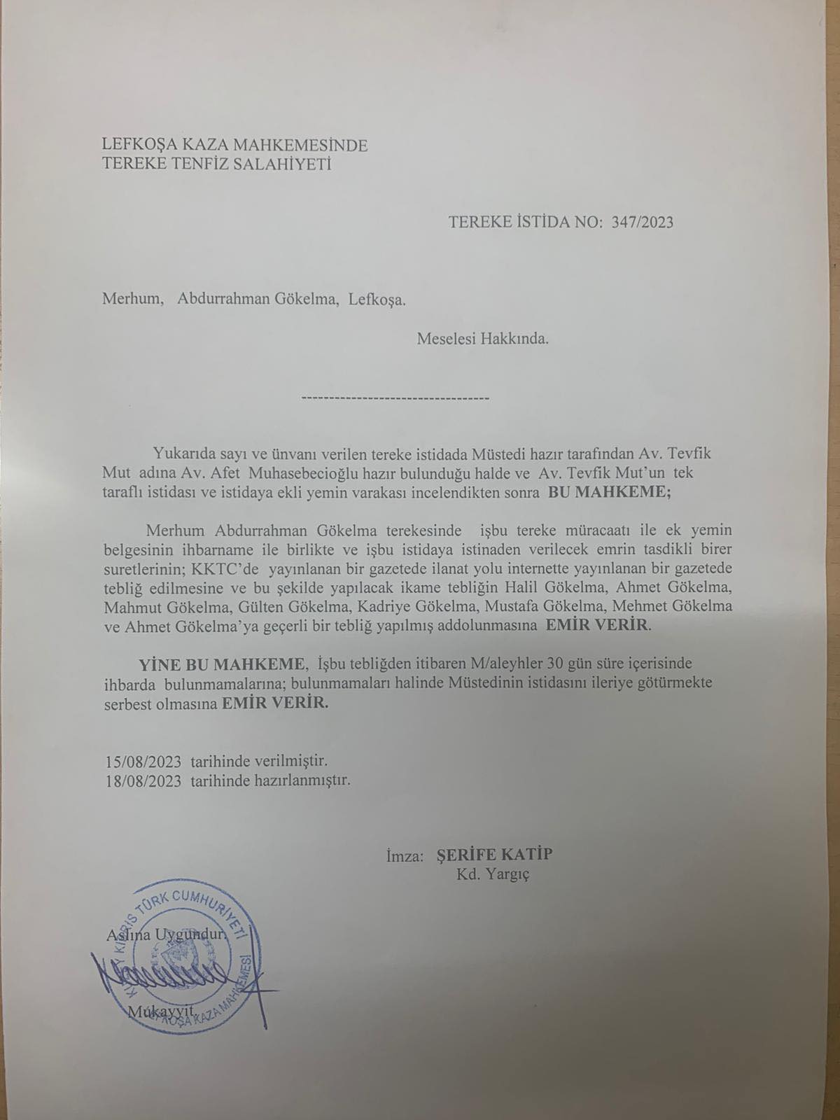 Abdurrahman Gökelma tereke 