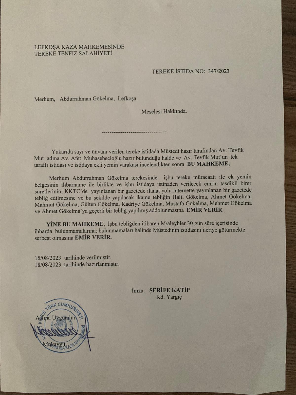 Abdurrahman Gökelma tereke 