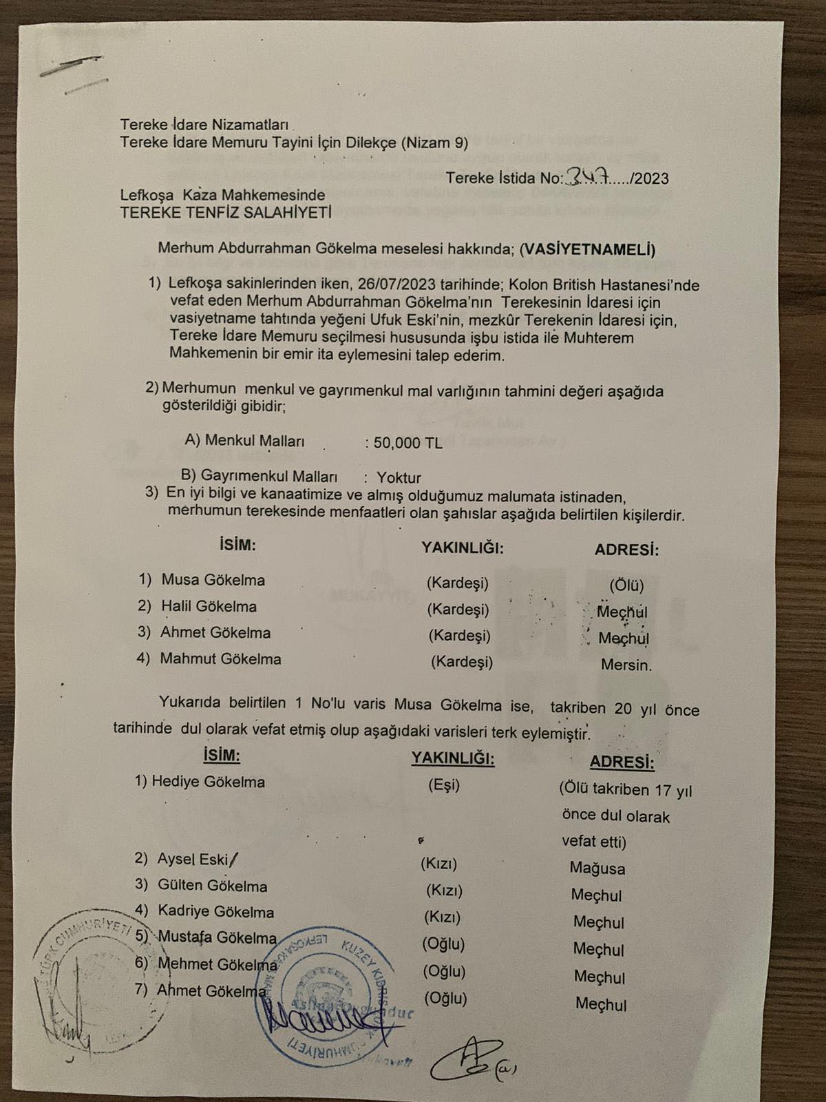 Abdurrahman Gökelma tereke 