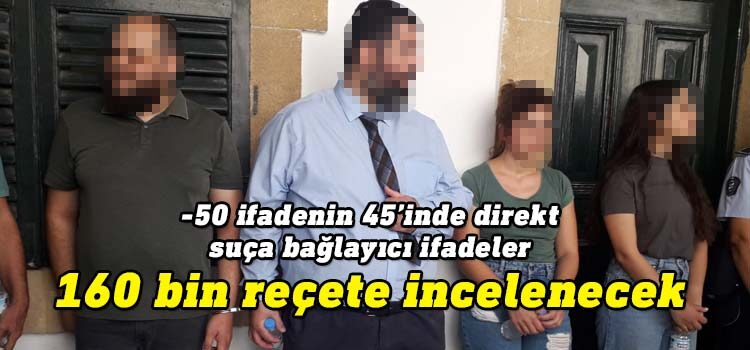Sahte reçete soruşturması kapsamında bugün Lefkoşa Kaza Mahkemesi’ne çıkarılan 3 doktor ve 3 eczacıya, 4’er gün ek tutukluluk verildi.