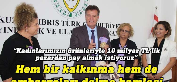 Bayındırlık ve Ulaştırma Bakanı Erhan Arıklı, KKTC’de üretilen ürünlerin PTT AVM üzerinden başta Türkiye olmak üzere tüm dünyaya pazarlanması konusunda kadın üreticilerle bir toplantı yaptı.