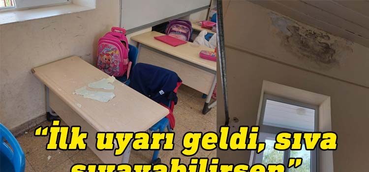 Canbulat Özgürlük İlkokulu'nda sınıfın tavanının çökmesi sonrası, bu kez Türkmenköy İlkokulu'ndan pek de iç açıcı olmayan görüntüler sosyal medyadan paylaşıldı.