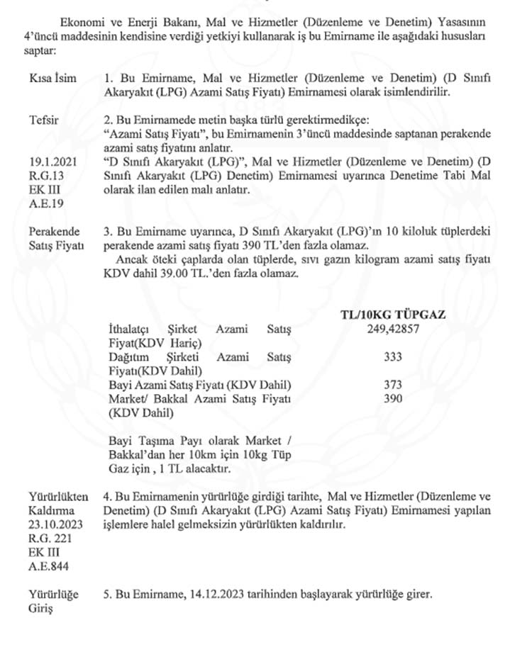 tüp gaz zam