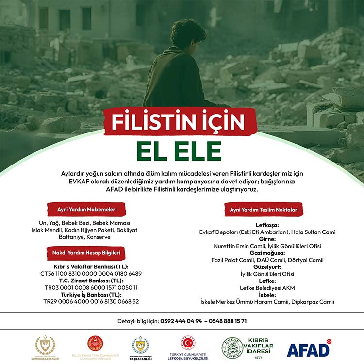 "Filistin için El Ele" Kampanyası Evkaf Personellerinin Desteğiyle Güçleniyor