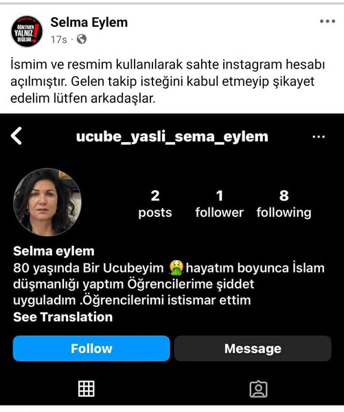selma eylem sahte profil