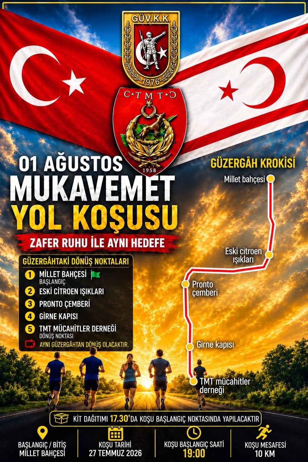 “01 Ağustos Mukavemet Yol Koşusu” yarın…Lefkoşa’da bazı yollar trafiğe kapanacak