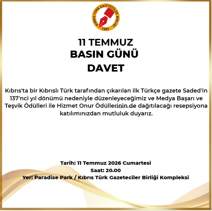 Gazeteciler Birliği, 11 Temmuz Basın Günü dolayısıyla cumartesi günü resepsiyon düzenleyecek