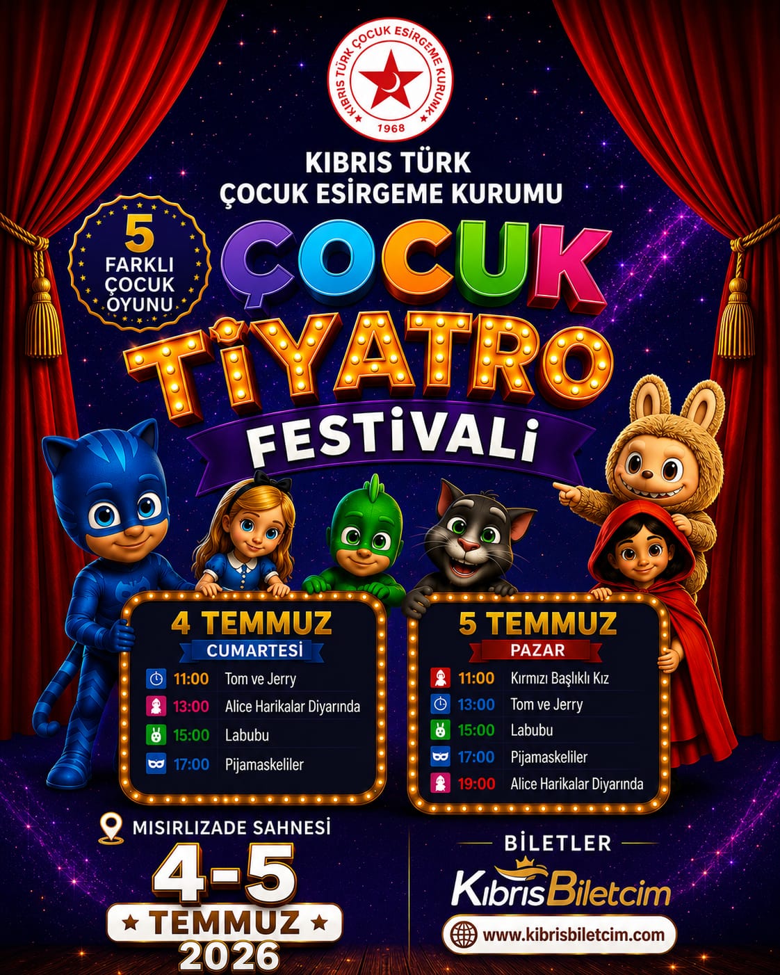 Kıbrıs Türk Çocuk Esirgeme Kurumu yararına Çocuk Tiyatro Festivali düzenleniyor