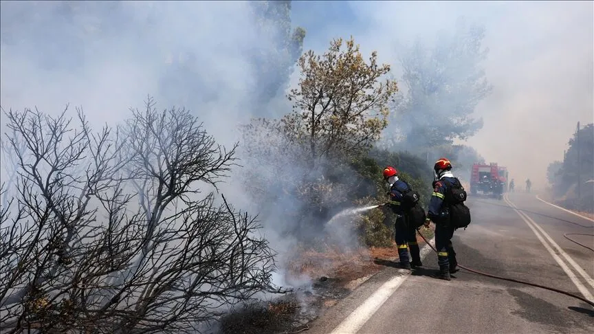 Yunanistan’ın Eğriboz Adası’ndaki orman yangını nedeniyle bir köyün sakinleri tahliye edildi